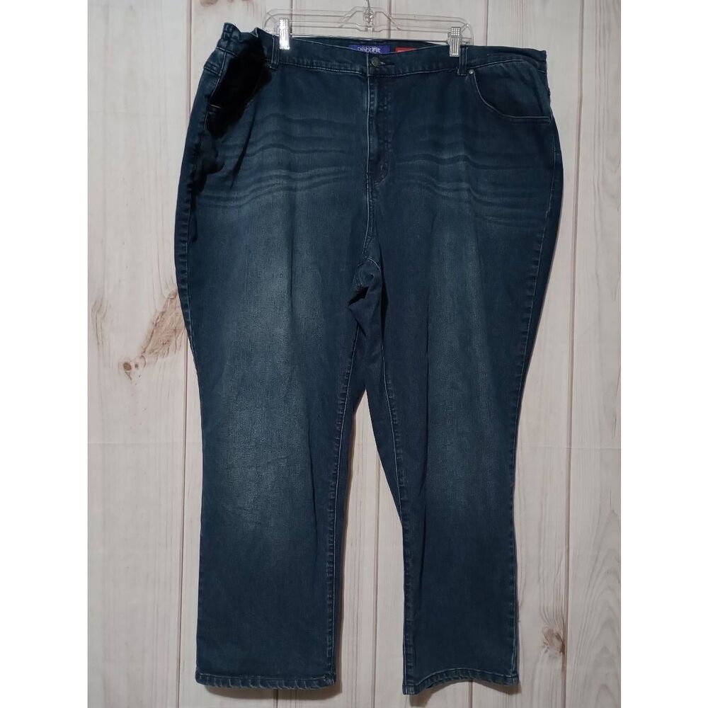 Catherines RightFit Moderately Curvy Jeans Womens 28W Dark Wash Straight Leg